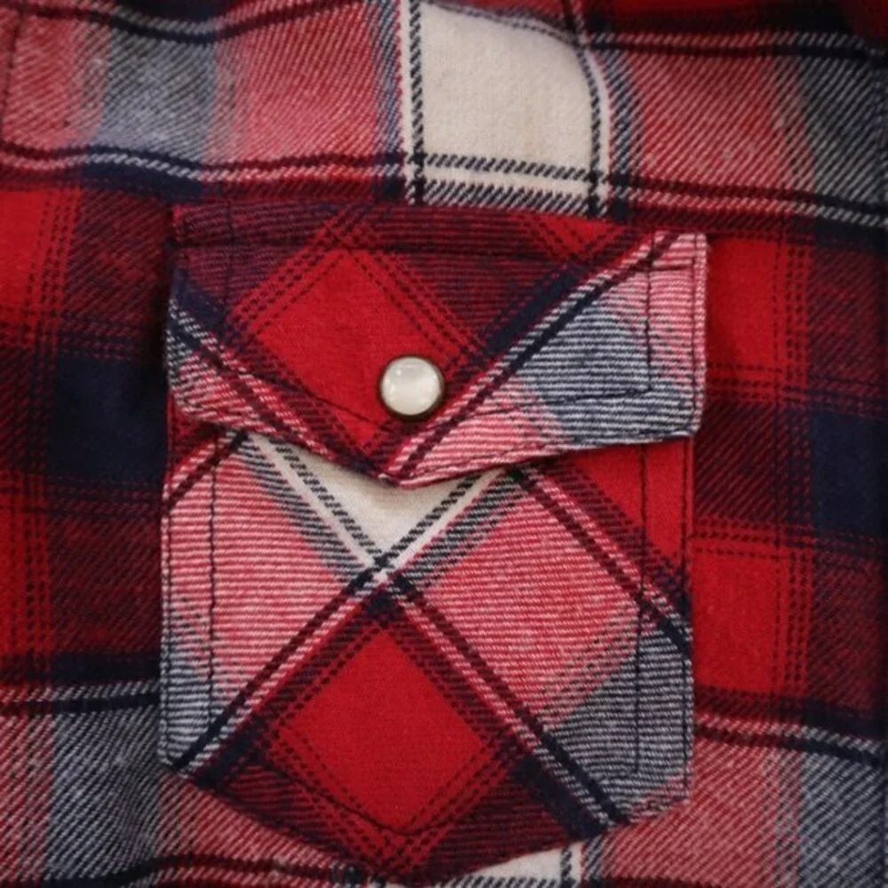 Mossimo Western Style Long Sleeve Plaid Flannel Button Down Shirt Size XS - Picture 6 of 13